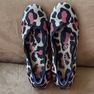 Rothy's Women's Flats - Black, Pink, and Cream Leopard